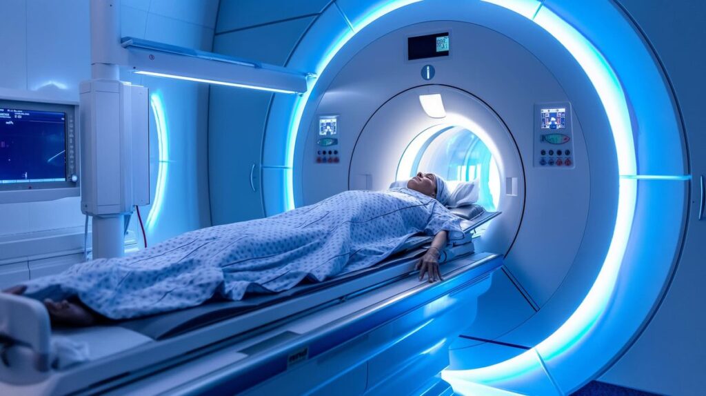 Patient receiving precise radiation therapy using advanced technology at Cancer Care Pune.