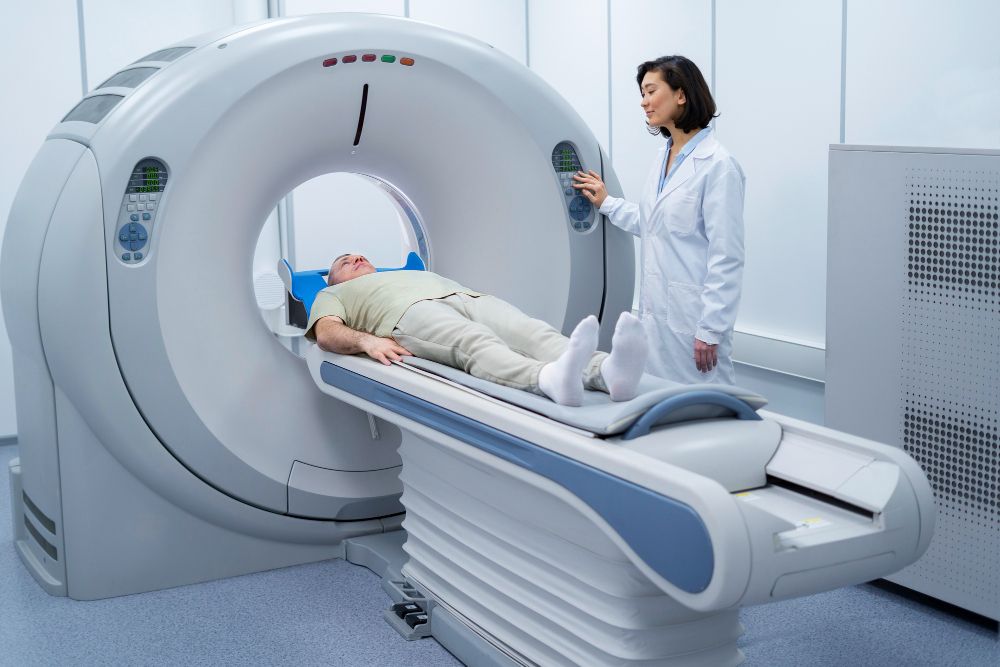 Cancer patient experiencing fatigue during radiation therapy