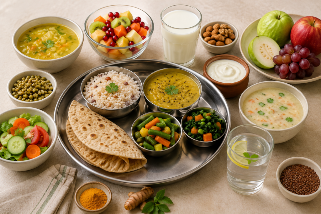 Nutritious Indian home-cooked meal recommended for cancer patients during treatment and recovery