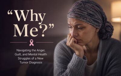 Person sitting thoughtfully after receiving a tumor diagnosis, reflecting emotional challenges such as anxiety, anger, and uncertainty